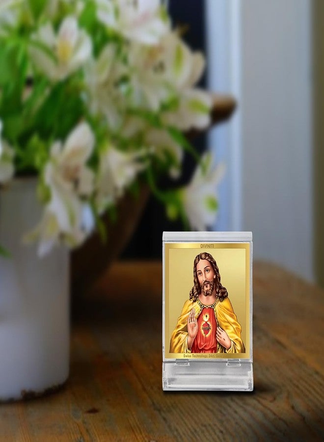 DIVINITI Jesus Christ Photo Frame for Car Dashboard, Car Idol, Table Decor|ACF 3A Acrylic Car Frame with 24K Gold Plated Foil|Religious Frame for Prayer and Gift (5.8X4.8 CM) - Image 3